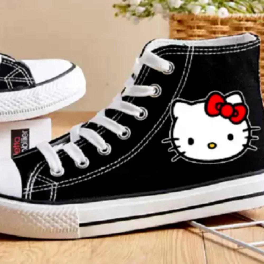 High Tops Hello Kitty Sneakers Canvas Tennis Shoes Athletic Casual Girls Women's - Picture 1 of 3
